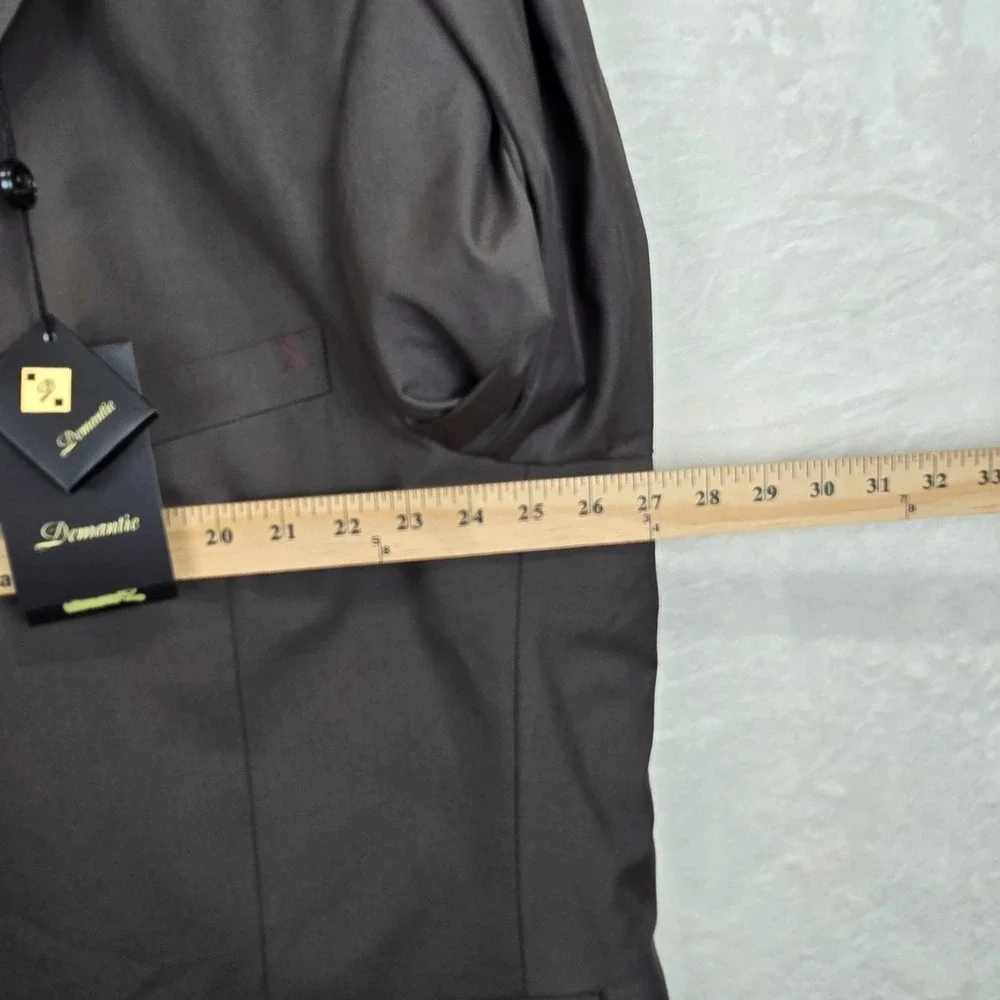 New Demantie Super 150s Blazer 54R Charcoal Brown 3-Button Travel Jacket W48‎